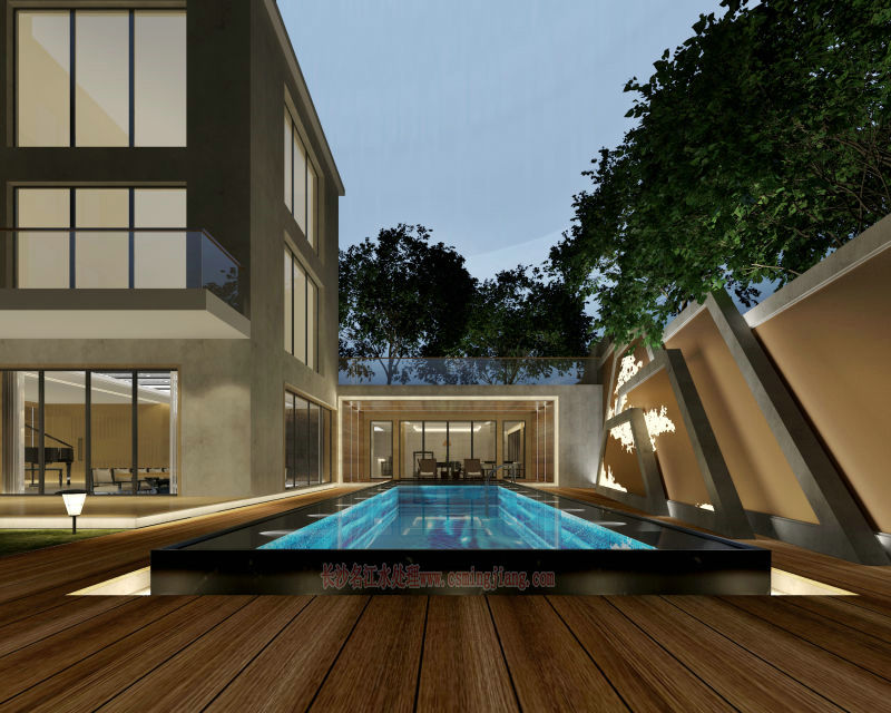 长沙龙湾国际赖总别墅室外恒温游泳池